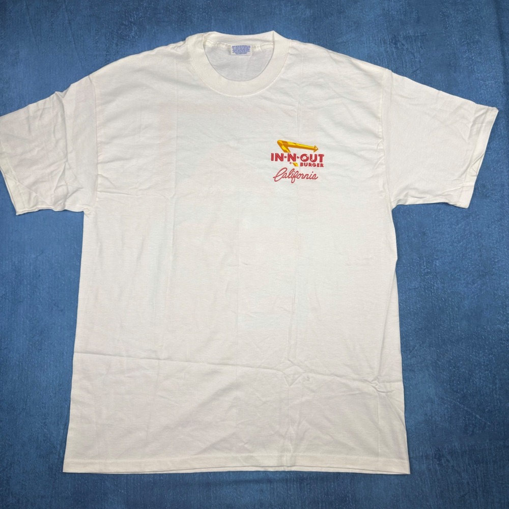 In-N-Out Burger California Corvette Graphic T-Shirt Mens Large White Hanes Beefy